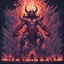 Placeholder: Divindade do chaos, um demônio pisando em seus inimigos, arte em pixel