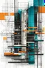 Placeholder: Create a slightly abstract illustration with technical architectural drawings mixed with technical text, primarily in black, raw collage artwork, offwhite background color, teal and orange color shades