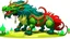 Placeholder: fantasy cartoon style illustration: in ancient China, there was a fierce green beast called “Nian”. He had sharp horn on it which could be used to attack its prey.