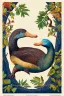 Placeholder: John James Audubon-like illustration of a fully uncropped Dodo bird and a Platypus in a landscape of warm yellows, warm reds, and warm blues