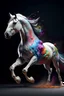 Placeholder: arafed horse with a body covered in colored powder, gorgeous digital art, explosion background, digital sculpting, dust, inspired by Jean Huber Voltaire, transcending to a higher plane, realistic intricate concept art, powdered sugar, flowing energy, connectedness, render amazing