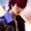 Placeholder: Detailed anime boy, crimson red hair, long parted hairstyle, devil may cry 5 dante hairstyle, wolf ears protruding out, white trench coat, intricate details, full body portrait, keep head in frame, slight smile, black Japanese motif, concept art, highly detailed, digital painting, concept art, sharp focus, illustration, art by Yoji Shinkawa, WLOP and greg rutkowski and alphonse mucha and artgerm and yanjun Chen and Junji ito and Makoto Shinkai, HDR, octane render, highly detailed