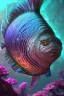 Placeholder: Rainbow Fish, beautiful, cyberpunk, realistic, intricate detail, sci-fi, volumetric lighting