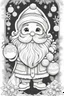 Placeholder: outline art for cute Christmas children's coloring pages with Santa Claus and Christmas Ornaments, white background, skitch style, full body, only use outline, mandala style, clean line art, white background, no shadows and clean and well outline