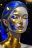 Placeholder: Mixed painting DIN Golden shining Moon and stars Face gray with dark blue gold and brick with dusty purple, watercolor. #sjadestudio