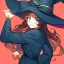 Placeholder: retro anime style, witch, witch hat, witch robe, expression smiling, portrait