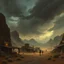 Placeholder: the western desert town called High Noon Hollow with gloomy skies fantasy art