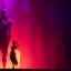 Placeholder: The silhouette of a musical performer in the spotlight. - very noticeable shadows - very realistic details - style: "synthwave"