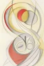 Placeholder: Pencil drawing and watercolour by Barbara Hepworth grey and gold and red