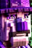 Placeholder: a close-up portrait of a purple Minecraft face, farmer, 3d, large pixel style