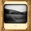 Placeholder: Daguerrotype frame old landscape odd creepy grey obsessive nostalgia weird old postcard landscape, cespugli, rovi, sfocato, sentiero, osceno