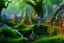 Placeholder: Immersive​ fantasy elven town city in the deep forest with ancient elder tree beautiful blossom nature river 4k full hd