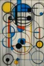 Placeholder: Abstract wet oil painting, ink lines, interlinked circles, mondrian