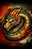 Placeholder: dragon paint logo, leather background