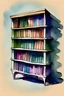 Placeholder: a watercolor style illustration of a bookshelf in a bookstore