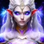 Placeholder: cosmic mage, elf, female, battle mage, cosmic sword, epic, cosmic magic, staff, long ears, white hair, face details, odd-eyes, pale skin, detailed eyes, jewellery, broad shoulders, glowing eyes, sharp ears, cosmic clothes, bright eyes