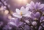 Placeholder: Half Tree Magnolia Flower Purple Light Translucent Layered Close-up Clear Distant Blur Poetic Photography Flat View Realistic 8K HD les fleurs de printemps, (violettes, jonquilles, narcisses, ) avec un fond de cascade