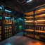Placeholder: cyberpunk ammunition storage room