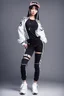 Placeholder: a cute full body shot of anime adult lady wearing hip hop dance clothes standing