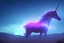 Placeholder: one glowing unicorn in a car in space,nebula in the backround,