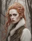 Placeholder: ARCH ENEMY Alissa White-Gluz eye candy ginger hair with fangs biting a female's neck, romantic render eye candy Sweden in the 18th century anarchists oil paiting by artgerm Tim Burton style Sweden Stocholm city farther from the city center was an old park where the trees had bent under the heavy snow, forming beautiful white arches
