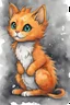 Placeholder: cute orange fire cat dragon, create in inkwash and watercolor, in the comic book art style, highly detailed, gritty textures,