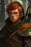 Placeholder: human, male, dnd, rpg, druid, crossbow, portrait, leather armor, cloak, ginger, short hair, scruff, rugged