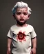 Placeholder: Pedro almodovar toddler, full body, white hair, floral shirt, dramatic lighting, hyper realistic