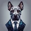 Placeholder: make one realistic business dog that is made of shapes and has a suit on looks a little like crystals lowest 2048 x 1152 pixels and highest 6 MB