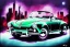 Placeholder: a true-to-life Volkswagen Karmann Ghia Cabrio, centered, intricate, extreme detailed, photorealism, center view, city background, pivot on volkswagen, pen and color marker painting by cheryl kelley