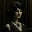 Placeholder: 1920s dark hair disturbed collector grimdark realistic