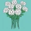 Placeholder: illustration of a bouquet of white daisies, digital illustration, fine lineart, vector art, photoshop, plain solid color background, minimalist art