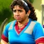 Placeholder: Create a highly realistic 3D scene. An detailed Realistic of Play Football Diego Maradona transforming her into a woman with the same specifications as the attached image. The method of transforming the painting in full detail. A comedic and funny touch. Ultra wide angle. Extremely realistic fine details. Highly realistic detailed display. Great full presentation and amazing drawing style. Transfer the full detailed drawing of the image at a wide and precise angle. Inspiri