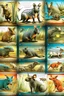 Placeholder: different variations of marsupials montage science book style