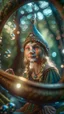 Placeholder: close up face portrait of hippie elf-quest princess on a swing inside a boat crystal ball hanging from a tree in the mountain , shot on Hasselblad h6d-400c, zeiss prime lens, bokeh like f/0.8, tilt-shift lens 8k, high detail, smooth render, down-light, unreal engine, prize winning