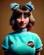 Placeholder: Portrait, waitress woman with monster muppet mask that covers her entire head, retro style, Sesame Street style, cyan, smooth, unreal engine 5, god lights, ray tracing, RTX, lumen lighting, ultra detail, volumetric lighting, 3d.