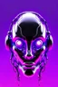 Placeholder: a head of futuristic stylish and kind robot with purple neon