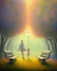 Placeholder: park mystical dream, park bench, man, woman, child, dog, trees, path, bird, sunshine, mystical, fantasy, romanticism, pastel colors, daylight, daytime, acrylic painting, detailed, soft focus,