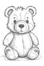 Placeholder: Outline art for cute bear full body,color book, sketch style, white background,clean lines,no shadows and we'll uotlined, low details