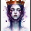 Placeholder: young queen of darkness with a perfect crown, flannel jacket, watercolor illustration by <agnes cecile>, plants, wildflower, intricate detail,