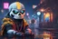 Placeholder: Sans in 8k cartoon artstyle, pixel them, neon effect, close picture, rain, fantasy world, intricate details, highly detailed, high details, detailed portrait, masterpiece,ultra detailed, ultra quality