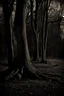 Placeholder: Night, trees, rocks, creepy, gothic horror films influence, photography