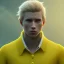 Placeholder: portrait, fantasy setting, man, 20 year old, messy blond hair, round face, naïve, yellow eyes, round face, UHD