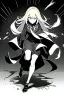 Placeholder: angry blonde girl, pose, full body, greyscale