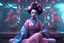 Placeholder: Cyberpunk 3D illustration of female futuristic geisha it stock photo, in the style of psychedelic-inspired smooth 3d digital art, 4K, blender, c4d, octane render , disney style 3d light, Zbrush sculpt, high detail realistic cloth, concept art, Zbrush high detail, pinterest Creature Zbrush HD sculpt, neutral lighting, 8k detail