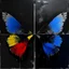 Placeholder: diffused smeared matte oil painting, faded primary colors, dark negative space, TEXT "BLACK BUTTERFLY", nihilistic, segmented separated biologic meandering coherence across multiple oblong panels, minimalism, foreboding, deconstructivism, distorted, existential pessimism