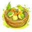 Placeholder: little birds sleeping in nest cartoon