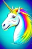 Placeholder: a unicorn portrait, cross profile, smiling, rainbow colors, cartoon style