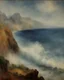 Placeholder: Ocean, Storm, Impressionist Beautiful Italian blue mountain scene by Turner and redon and Seurat