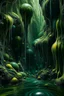 Placeholder: A cave with covered with waterfalls